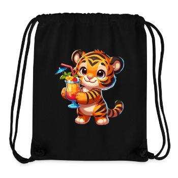 Süßer Tiger mit Drink - Stanley/Stella recycelter Gym Bag - Schwarz - Vorne