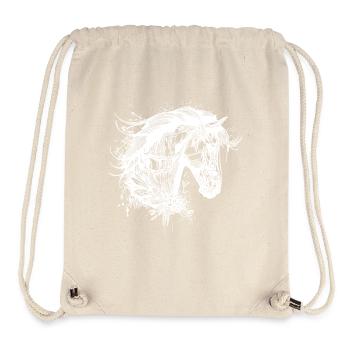 Étalon élégant avec crinière en tatouage de fleurs - Sac à cordon recyclé Stanley/Stella - blanc naturel - Devant