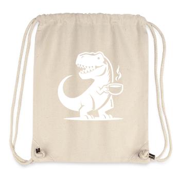 T-Rex dinosaure à la caféine avec tasse à café - Sac à cordon recyclé Stanley/Stella - blanc naturel - Devant