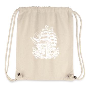 Anchor steering wheel sailing ship in heavy seas - Stanley/Stella Recycled Gym Bag - natural - Front