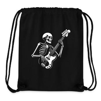 Squelette avec guitare basse. Conception de basses cool - Sac à cordon recyclé Stanley/Stella - noir - Devant