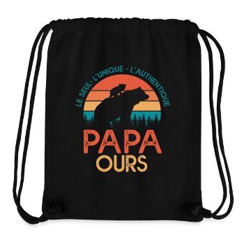 papa ours cadeau papa tshirt papa ours - Sac à cordon recyclé Stanley/Stella - noir - Devant