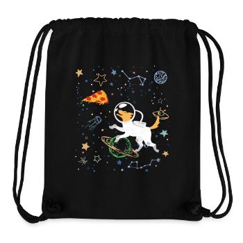 Cartoon Astronaut with Space and Pizza - Stanley/Stella Recycled Gym Bag - black - Front