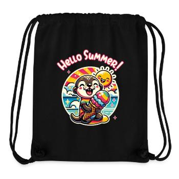Hallo Sommer lustiger Otter mit großer Eistüte - Stanley/Stella recycelter Gym Bag - Schwarz - Vorne