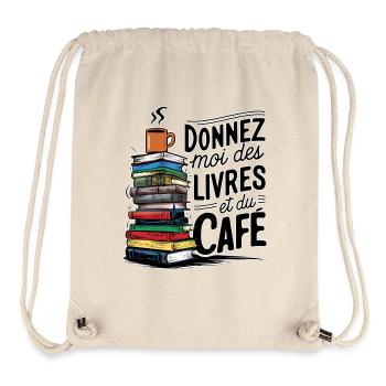 livres et café - culture et boisson - Sac à cordon recyclé Stanley/Stella - blanc naturel - Devant