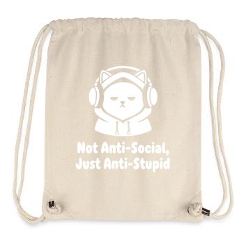 Katzenkopf Hoodie Spruch Anti Sozial - Stanley/Stella recycelter Gym Bag - Naturweiß - Vorne