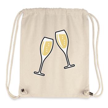 2 Sektgläser (Sekt / Oval / Zu / 3C) - Sac à cordon recyclé Stanley/Stella - blanc naturel - Devant