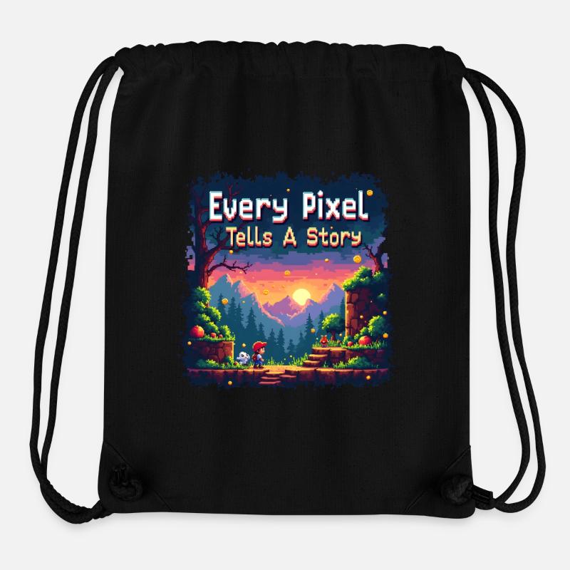 Chaque pixel raconte une histoire - Retro Gaming - Sac à cordon recyclé Stanley/Stella - noir