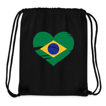J’aime Brasil - coeur drapeau Brésil - Sac à cordon recyclé Stanley/Stella - noir - Devant