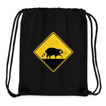 Raton laveur panneau de signalisation jaune - Sac à cordon recyclé Stanley/Stella - noir - Devant