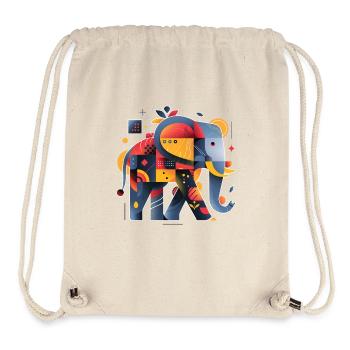 Éléphant | Œuvres d’art abstraites - Sac à cordon recyclé Stanley/Stella - blanc naturel - Devant