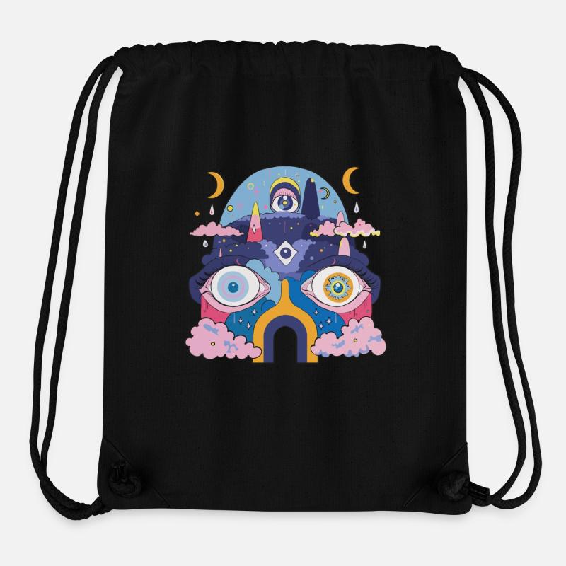 Robot psychédélique - Sac à cordon recyclé Stanley/Stella - noir