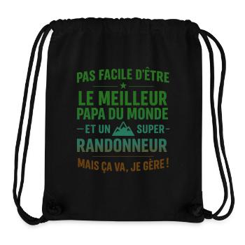 Super Papa Randonneur randonnée cadeau père - Sac à cordon recyclé Stanley/Stella - noir - Devant
