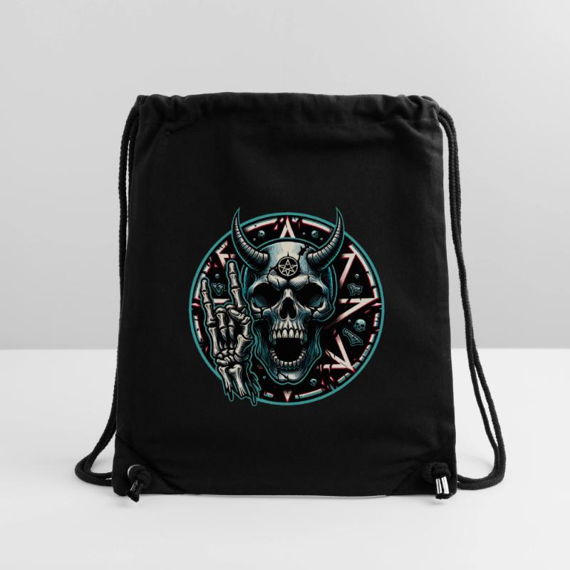 Skull with horns pentagram makes devil horns Stanley/Stella Recycled Gym Bag