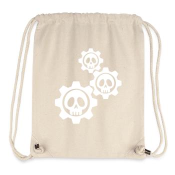 Crânes et engrenages blancs - Sac à cordon recyclé Stanley/Stella - blanc naturel - Devant