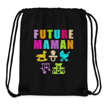 Future maman annonce grossesse femme enceinte bébé - Sac à cordon recyclé Stanley/Stella - noir - Devant