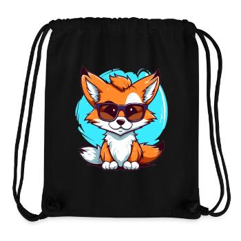 Renard avec lunettes de soleil - Sac à cordon recyclé Stanley/Stella - noir - Devant