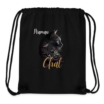 Chat Maman Ornemental Noir Doré - Sac à cordon recyclé Stanley/Stella - noir - Devant