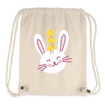 Lapin de Pâques et trois poussins mignons - Sac à cordon recyclé Stanley/Stella - blanc naturel - Devant