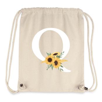 Lettre q floral tournesol - Sac à cordon recyclé Stanley/Stella - blanc naturel - Devant