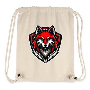 Wolf Illustration RED Emblem - Stanley/Stella Recycled Gym Bag - natural - Front