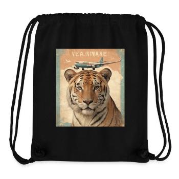 Tigre et avion - Sac à cordon recyclé Stanley/Stella - noir - Devant