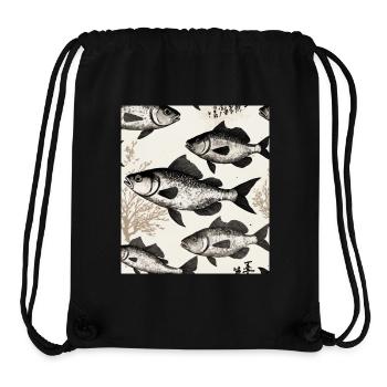 Japanese Style Fish Drawing - Stanley/Stella Recycled Gym Bag - black - Front
