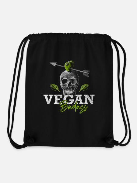 Vegan Badass - Vegan Skull - Veggie Gangster - Stanley/Stella Recycled Gym Bag - black