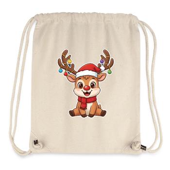 Lustiges rot nase Rentier Cartoon Weihnachtsmotiv - Stanley/Stella recycelter Gym Bag - Naturweiß - Vorne