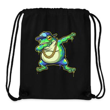 Green Street Frog with Gold Chain Dabbing - Stanley/Stella Recycled Gym Bag - black - Front