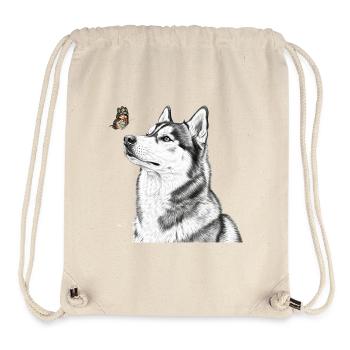 Husky mit Schmetterling Banksy Style Motiv - Stanley/Stella recycelter Gym Bag - Naturweiß - Vorne