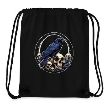 Big Raven Sitting on Sculls - Stanley/Stella Recycled Gym Bag - black - Front