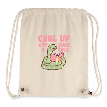 Serpent mignon blottissez-vous avec un bon livre - Sac à cordon recyclé Stanley/Stella - blanc naturel - Devant