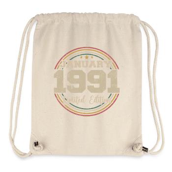 Les légendes sont nées en janvier 1991 - Sac à cordon recyclé Stanley/Stella - blanc naturel - Devant