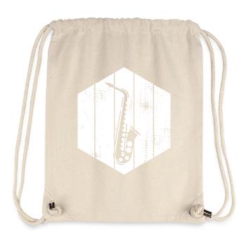 Dessin de saxophone - Sac à cordon recyclé Stanley/Stella - blanc naturel - Devant