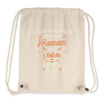 Maman et 3 Bébé - Sac à cordon recyclé Stanley/Stella - blanc naturel - Devant