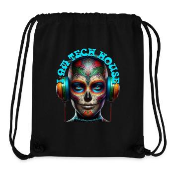 I AM TECH HOUSE - Cool Human with Headphones! - Stanley/Stella Recycled Gym Bag - black - Front