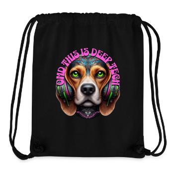 OMD THIS IS DEEP TECH -Cute Beagle with Headphones - Stanley/Stella Recycled Gym Bag - black - Front