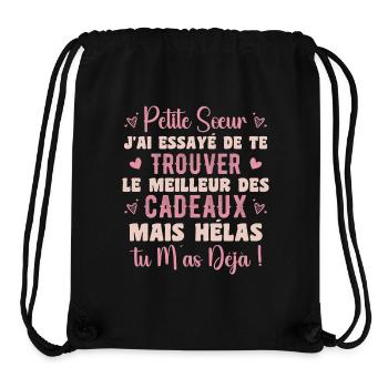 Petite Sœur Cadeau Citation Drôle - Sac à cordon recyclé Stanley/Stella - noir - Devant