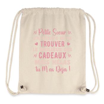 Petite Sœur Cadeau Citation Drôle - Sac à cordon recyclé Stanley/Stella - blanc naturel - Devant