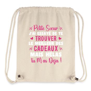Petite Sœur Cadeau Citation Drôle - Sac à cordon recyclé Stanley/Stella - blanc naturel - Devant