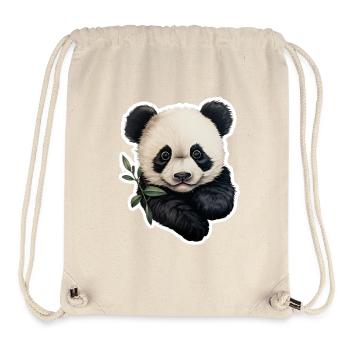 Un panda mâche une branche d’eucalyptus - Sac à cordon recyclé Stanley/Stella - blanc naturel - Devant
