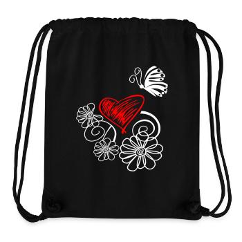 Flower with butterfly heart - Stanley/Stella Recycled Gym Bag - black - Front
