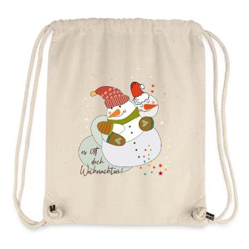Bonhomme de neige amoureux Noël - Sac à cordon recyclé Stanley/Stella - blanc naturel - Devant