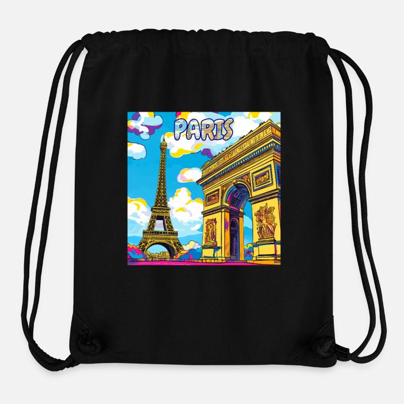 Paris dans votre poche – Cadeau parfait ! - Sac à cordon recyclé Stanley/Stella - noir