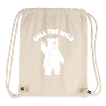 Wild Bear Waving Cartoon - Stanley/Stella Recycled Gym Bag - natural - Front