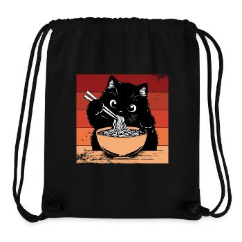 Ramen Chat Drôle - Sac à cordon recyclé Stanley/Stella - noir - Devant