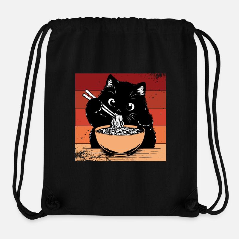 Cat Ramen Funny - Stanley/Stella Recycled Gym Bag - black