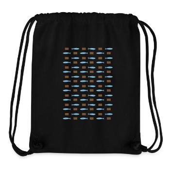 Minimalist Sardines and Waves Pattern for Summer - Stanley/Stella Recycled Gym Bag - black - Front