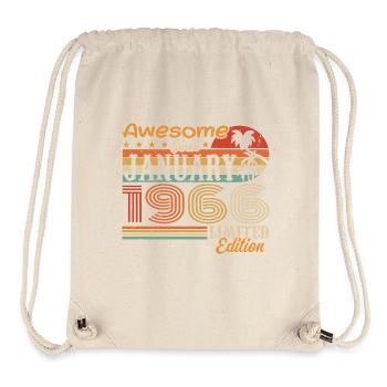 Geburtstagsgeschenk - geboren im Januar 1966 - Stanley/Stella recycelter Gym Bag - Naturweiß - Vorne